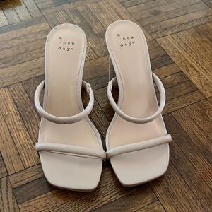 BRAND NEW a new day Cream Double-Strap Block Heel Mules